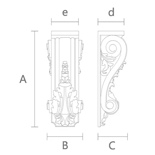 wood medium carved scroll leaf corbel baroque style